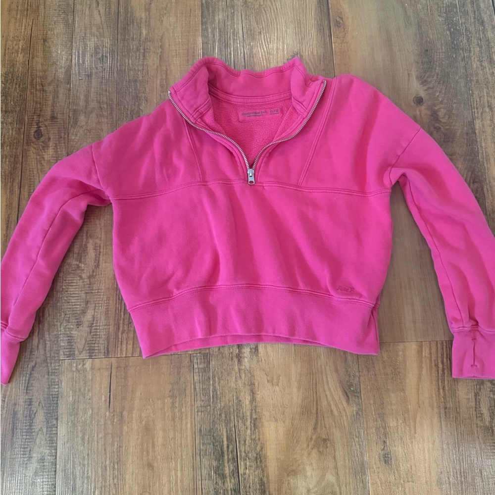 abercrombie kids Hot Pink Half-Zip Crop Sweatshirt